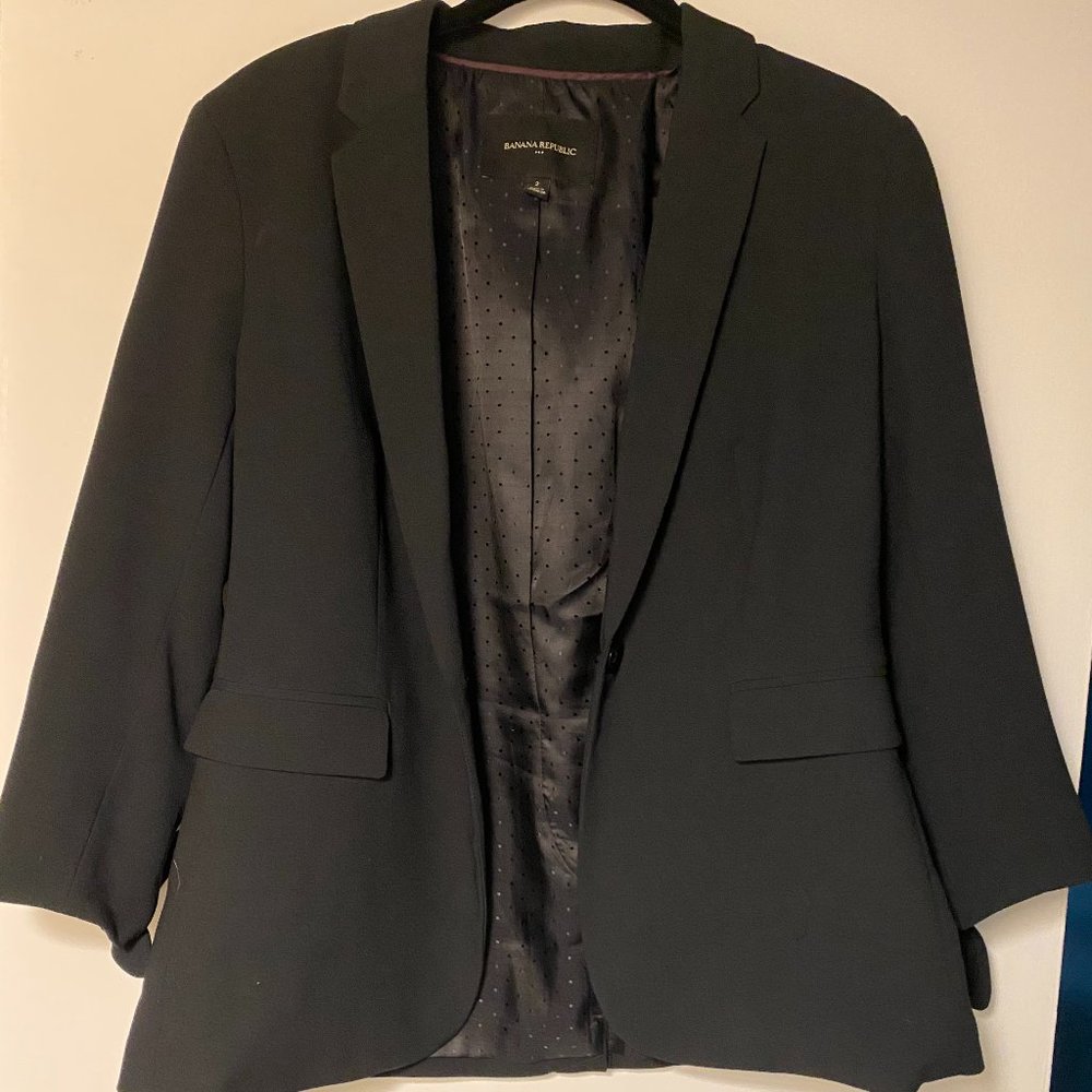 Black 3/4 Tie Sleeve Blazer